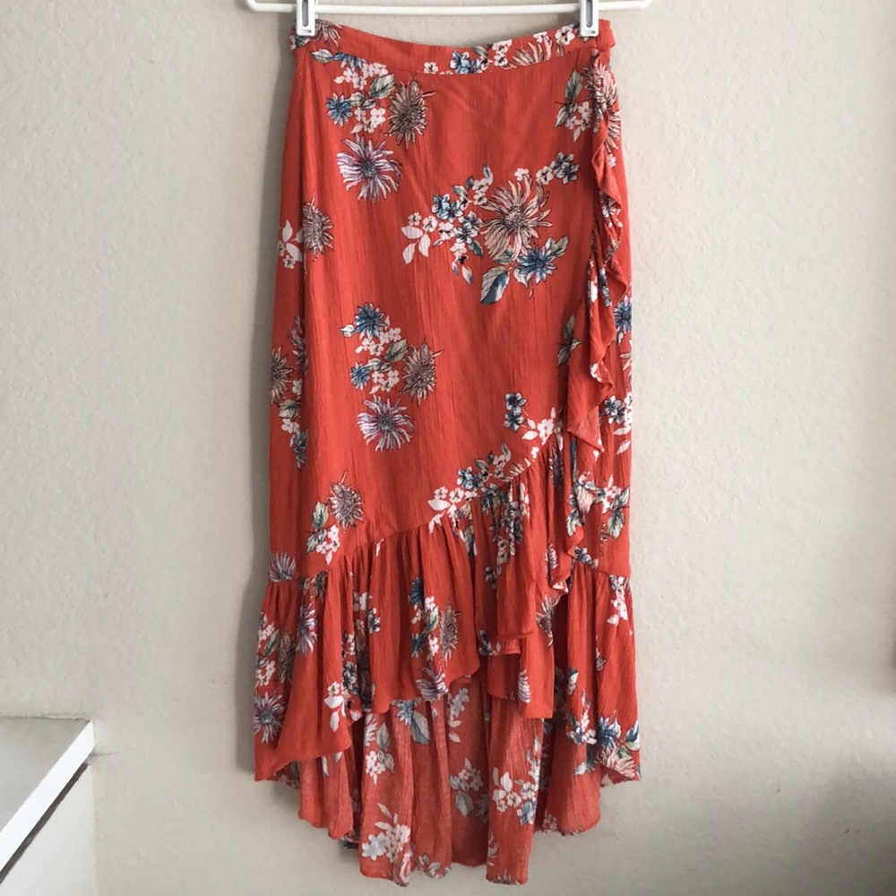 Ruffle Hem Wrap Skirt